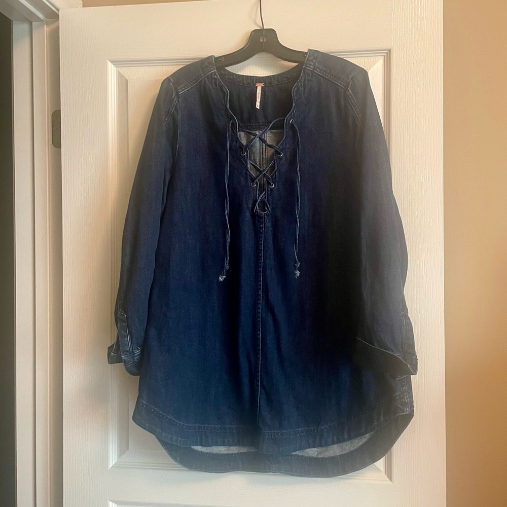 Free People short mini denim dress